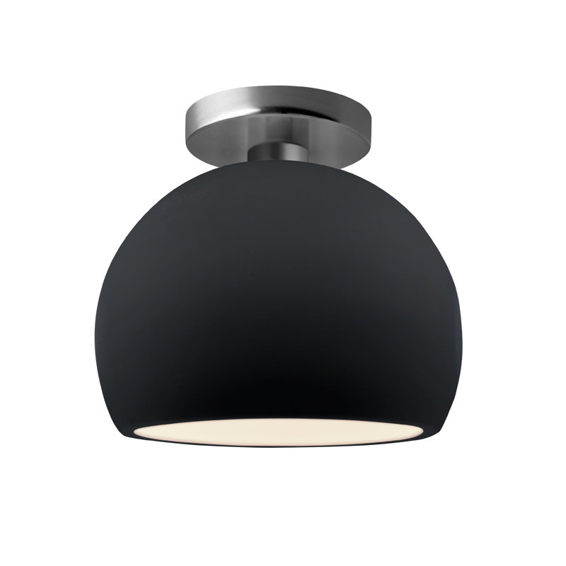 Plafonnier semi-encastré Radiance, H 7 po x l 7 po x P 7 po, Noir brillant / blanc mat, Nickel brossé