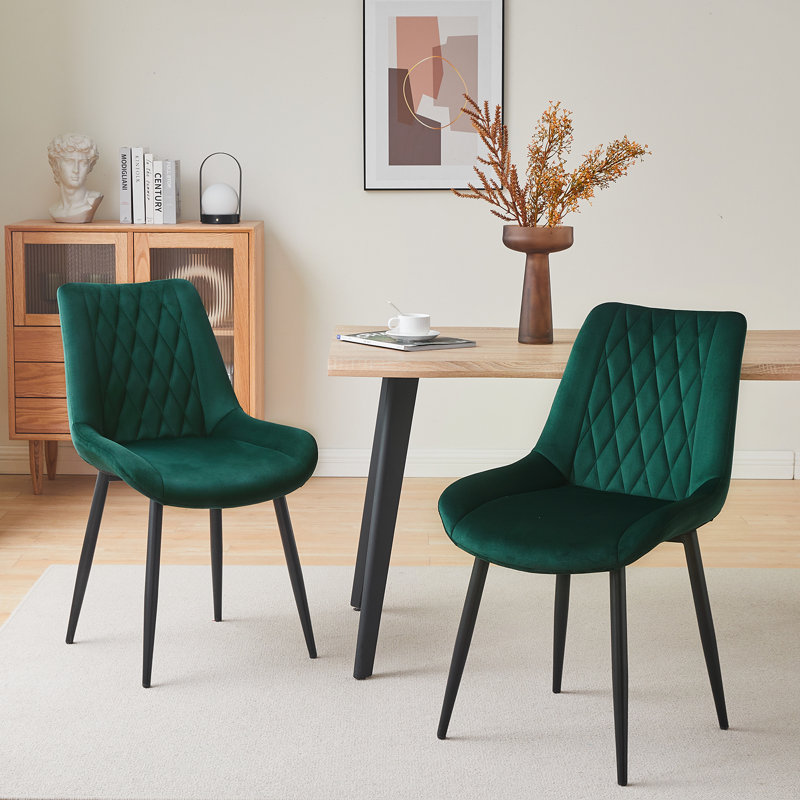 Nogales 46cm H Velvet Upholstered Side Chair, Green