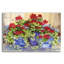 Art mural en verre Epic Art «Red Geraniums with The Blues» par Kathleen Parr, 36 po x 24 po-1312300283