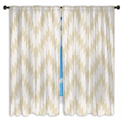 Rideaux de fenêtre beige à motif en zigzag et obscurcissant - 2 panneaux