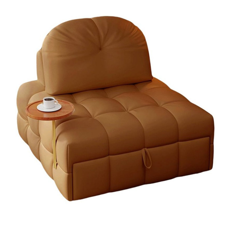 Canapé-coussin en cuir véritable brun caramel, H 36,22 po x L 47,24 po x l 43,31 po