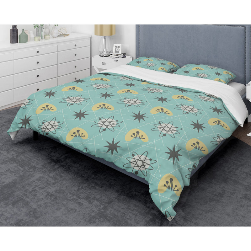 Ensemble de housse de couette Mid-Century Luxury Metallic s IV, Housse de couette double / grand et 2 taies décor