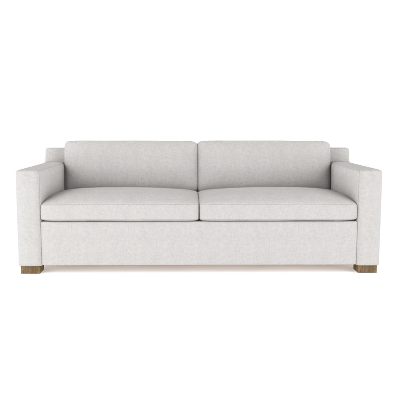 Canapé Mercer, Velours moelleux argenté, H 33,5 po x l 96 po x P 44 po, Patiné