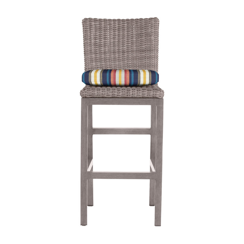 Rustic 30.5" Patio Bar Stool with Cushion, No Welt, Oyster, Verona Fossil