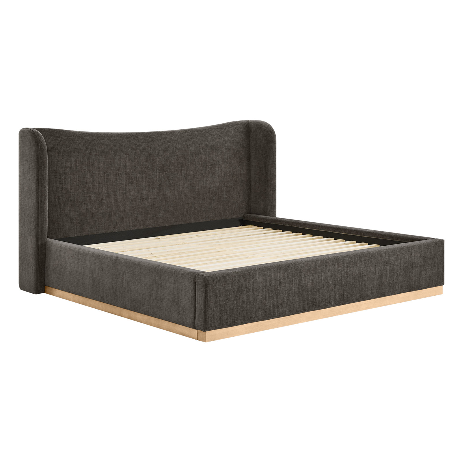 Adelaide Wingback Platform Bed, King , Selene Stone