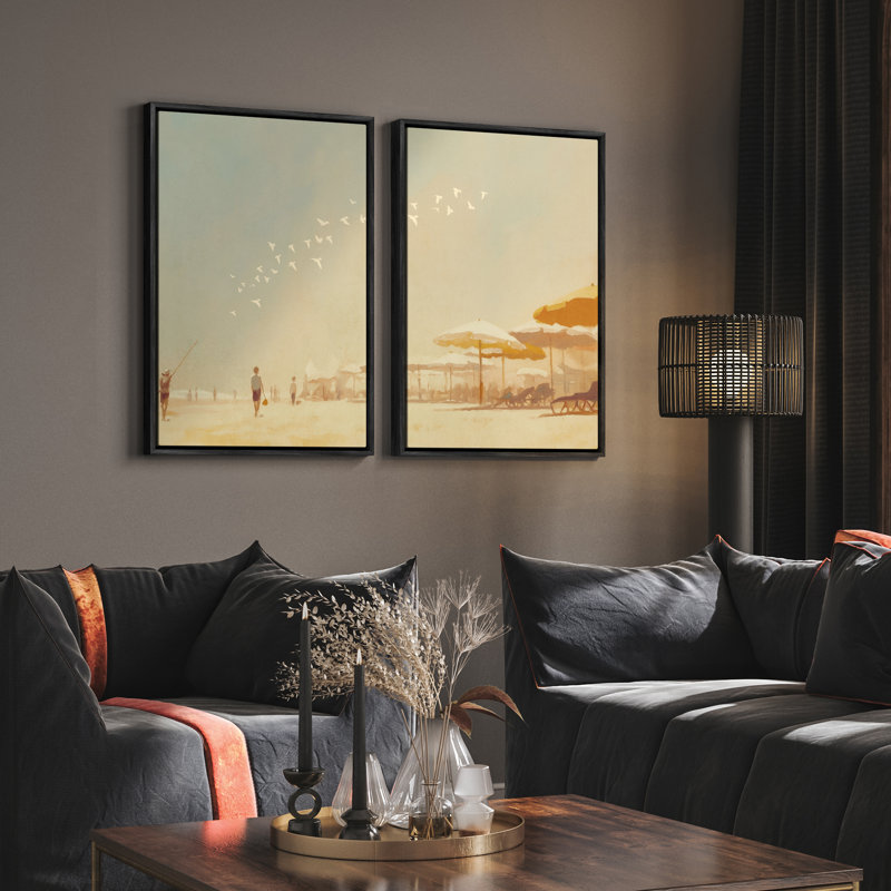 Art mural vintage encadré, beaux-arts, antique classique pour chambre à coucher - ensemble de 2, H 24 po x l 16 po, Noir