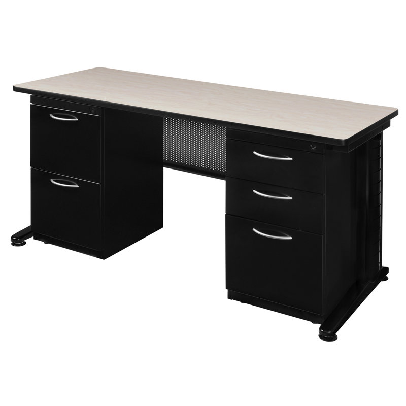 Bureau pour enseignant Nevjana Fusion avec tiroir à double caisson, Érable, 29" H x 66" W x 30" D