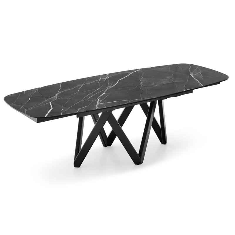 Cartesio Extendable Tables, 29.63"H x 65"L x 39.38"W, Black Statuary Marble, Matt Black