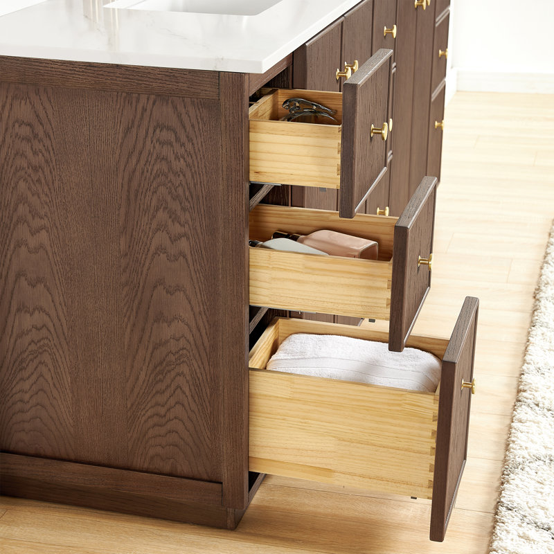 Meuble-lavabo double l 84 po Waubun, Chêne brun foncé