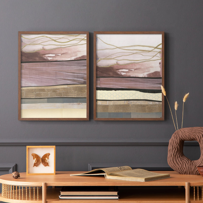 «Waves of Collage I», reproduction encadrée de qualité supérieure - prête à être accrochée - aucun clou requis - aucun clou requis
