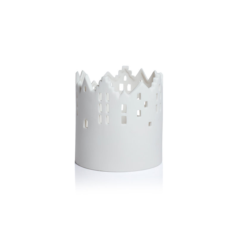 Skyline Ceramic Multipurpose Hurricanes or Planters, Decorative Holders, Set of 2, 5.5" H x 5" W x 5" D