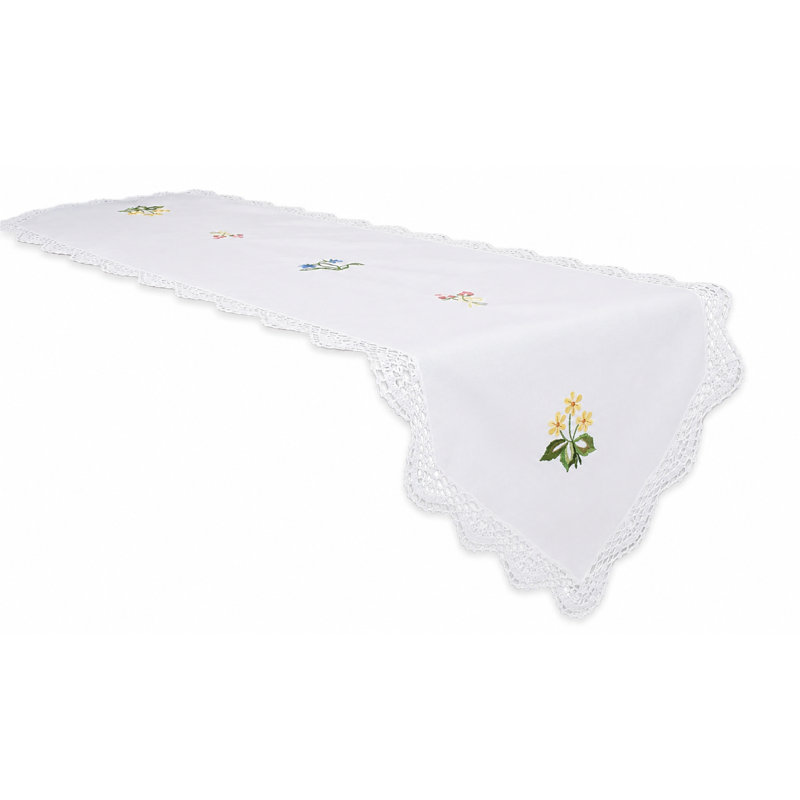 Chemin de table avec des fleurs brodées Handmade Crochet, L 54 po x l 15 po