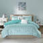 Ensemble de literie hypoallergénique turquoise métallique, polyester doux, chambre à coucher contemporaine