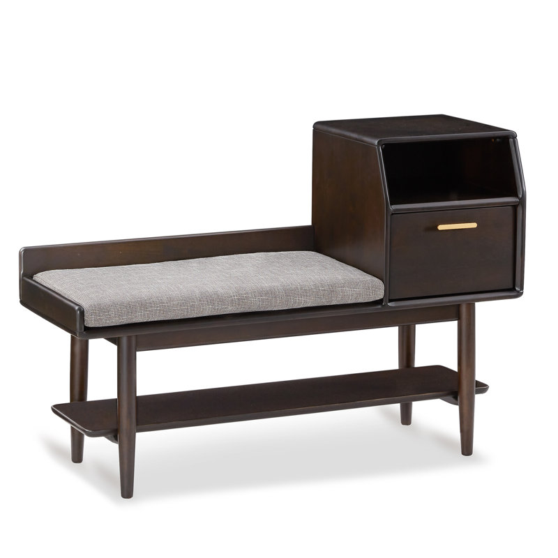 Solid Wood Entryway Bench with Shoe Storage and Drawer (Free White Glove Delivery）