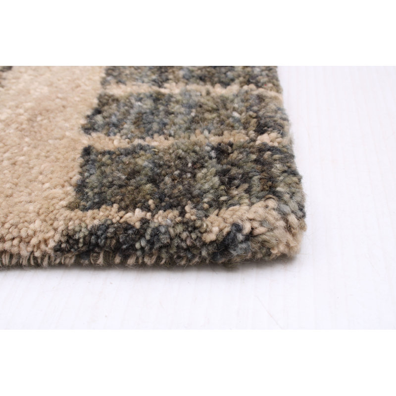 Tapis unique en laine noué à la main gris / beige clair nouvel âge 5 pi 11 po x 8 pi 11 po Ryson