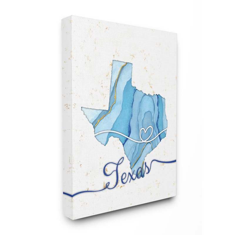 «Texas Agate Blue US State Design», impression sur toile, Toile tendue, H 20 po x l 16 po