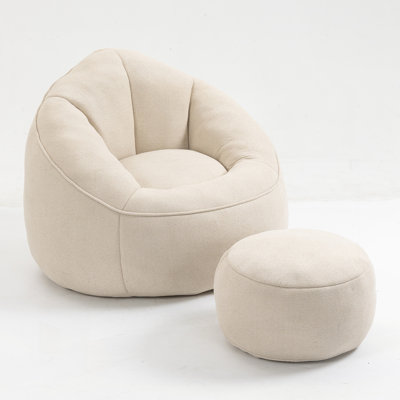 High Pressure Foam Bean Bag Chair with Padded Footrest for Ultimate Comfort and Relaxation, Perfect for Adults in Any Room