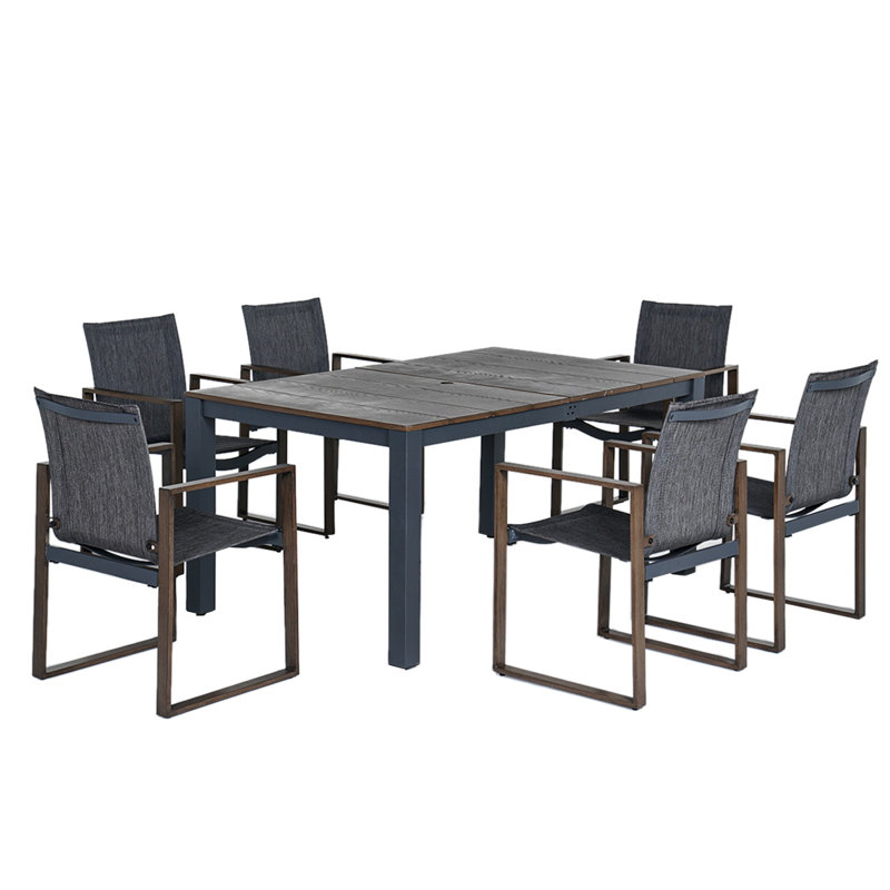 Ensemble de salle à manger rectangulaire en aluminium pour 6 personnes Dalja