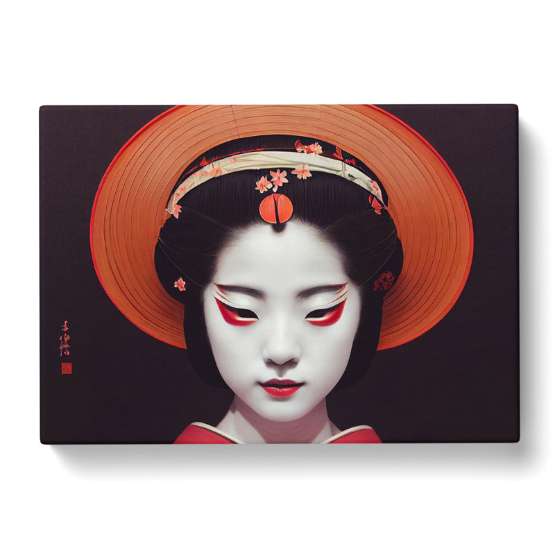 XXX-H1022-WF-8475X Stylish Geisha - Wrapped Canvas Print, 35cm H x 50cm W x 3cm D