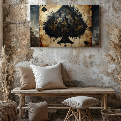 Gothic Ace Of Spades Antique Card With Dark Symbolism Some Wall Art Canvas Ready To Hang Gallery Wrapped Home Decor Premium Quality