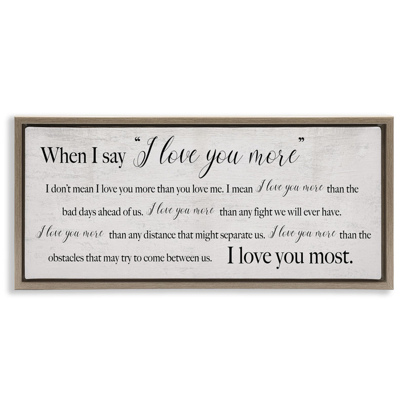 «Love You Most Sentiments» par Daphne Polselli, H 14 po x l 31 po, Cadre flottant orme Montalcino