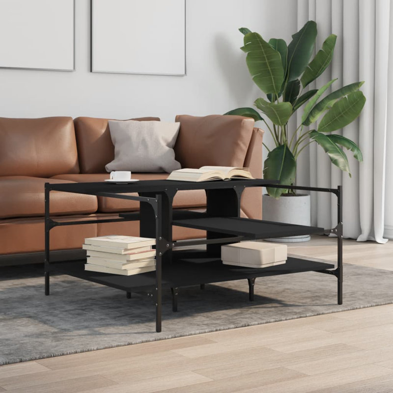 Nidya Four Leg Coffee Table with Storage, Black