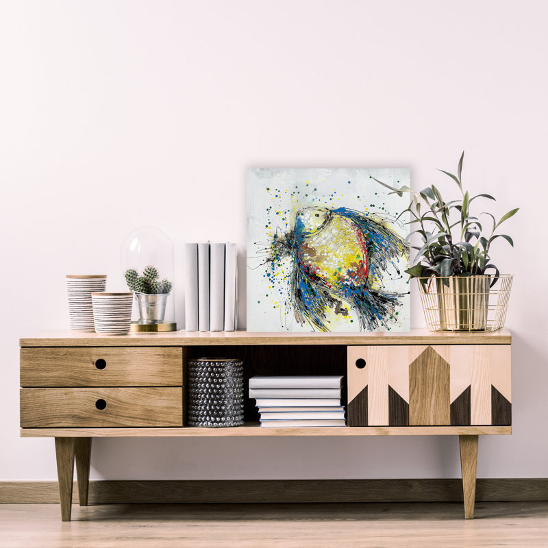 Poisson - impression sur toile tendue, H 20 po x l 20 po x P 1,5 po