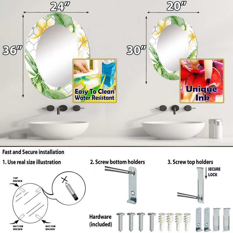 Miroir mural traditionnel Tropical, 30 po x 20 po