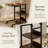 Brown Particleboard C-Shaped Rolling Coffee Table(31.82" x 15.91" x 32.57"), Adjustable Height with Brake Casters for Living Room