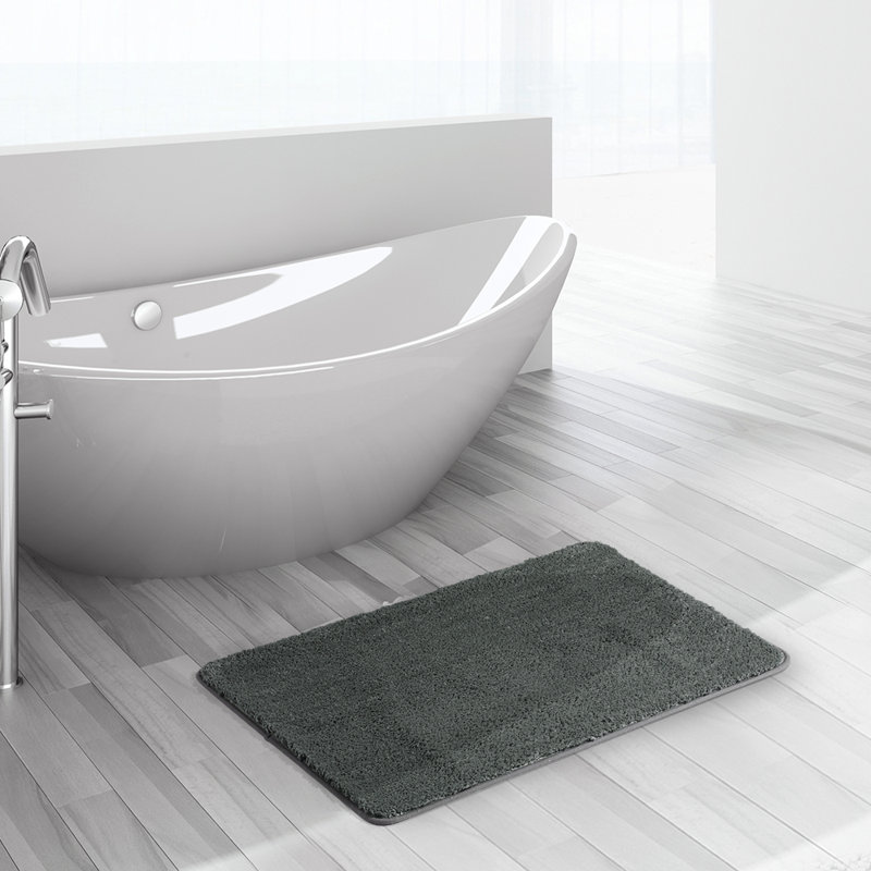 Microfiber Non-Slip Bath Rug, Gray