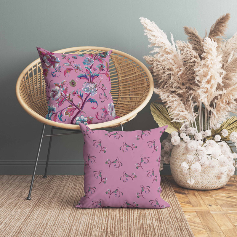 Coussin en faux suède Nature's Palette, Carré 20 po, Vert/rose