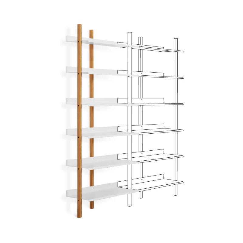 Browser Solid Wood Bookcase, Walnut/Oblivion, (6 Shelves) 82" H x 37" W x 17" D