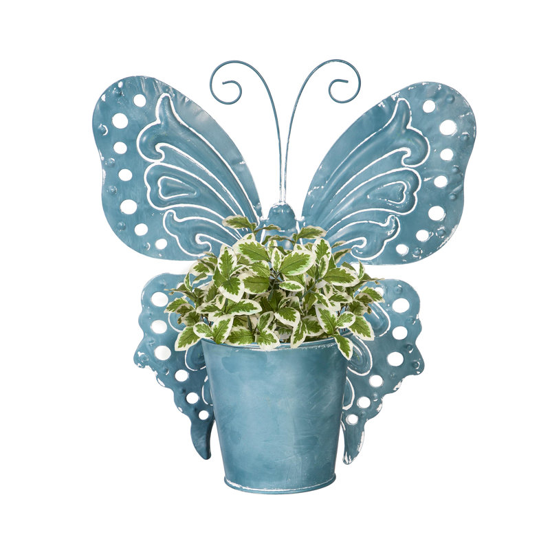 Pot à fleurs en métal, bleu