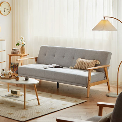 Coussin de lit modulaire en coton et lin LightGray
