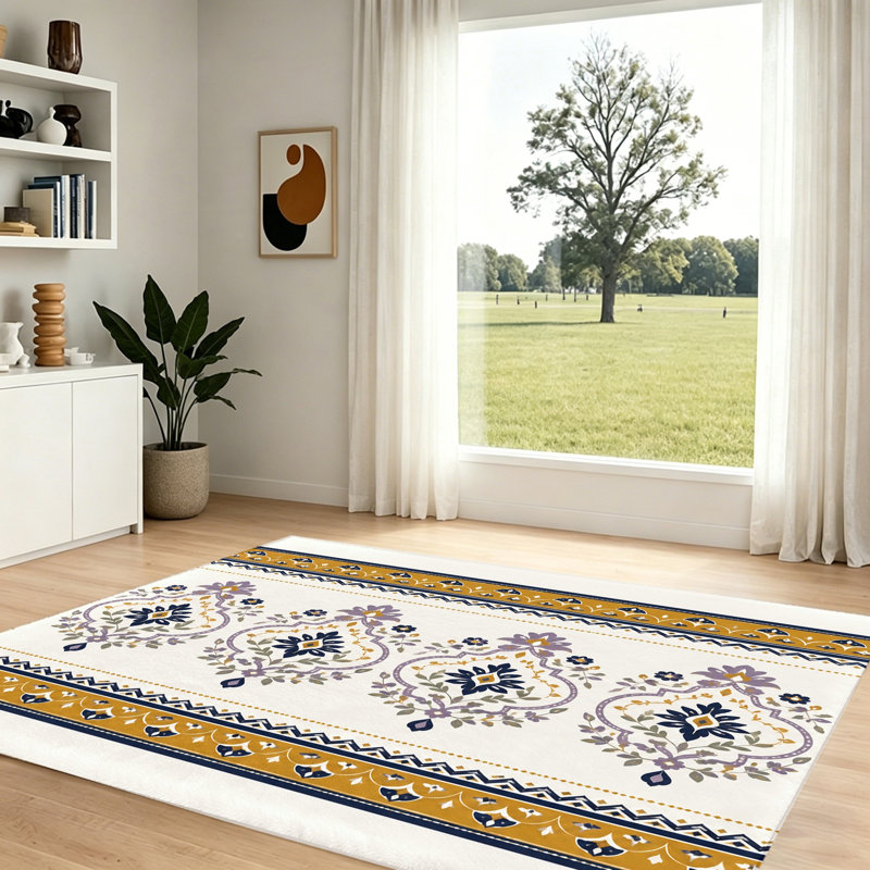 Tapis bohème à motifs floraux, décor de salon, tapis d'intérieur doux et moelleux, résistant aux taches, antidérapant et lavable à la machine, décoration et accessoires pour la maison, décoration bohème, tapis de salon