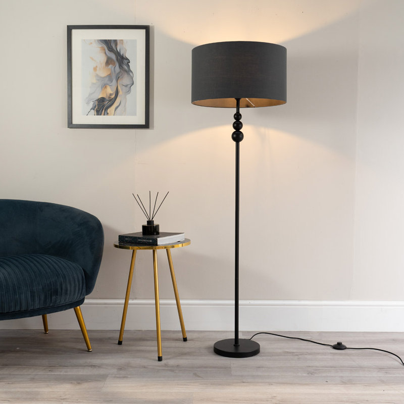 Randalia 145cm Traditional Floor Lamp, Charcoal, Black 