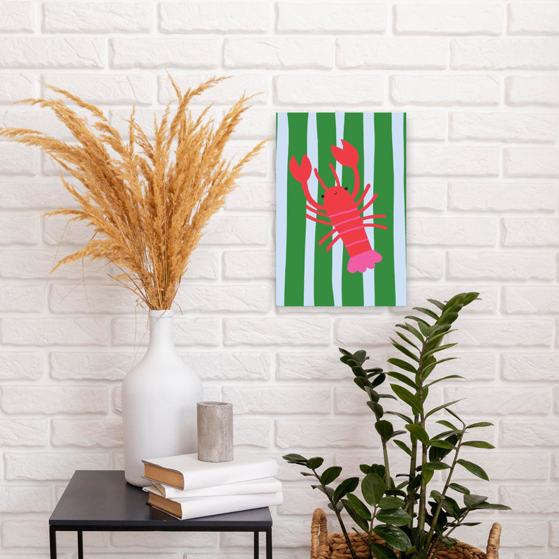 Art contemporain, poisson contemporain, homard, plage, océan, art mural, H 12 po x l 8 po