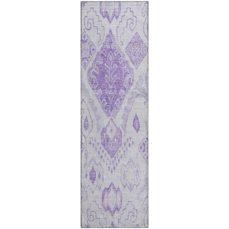 Tapis mauve de qualité supérieure lavable à la machine Prisco, Tapis de couloir 2 pi 3 po x 7 pi 6 po