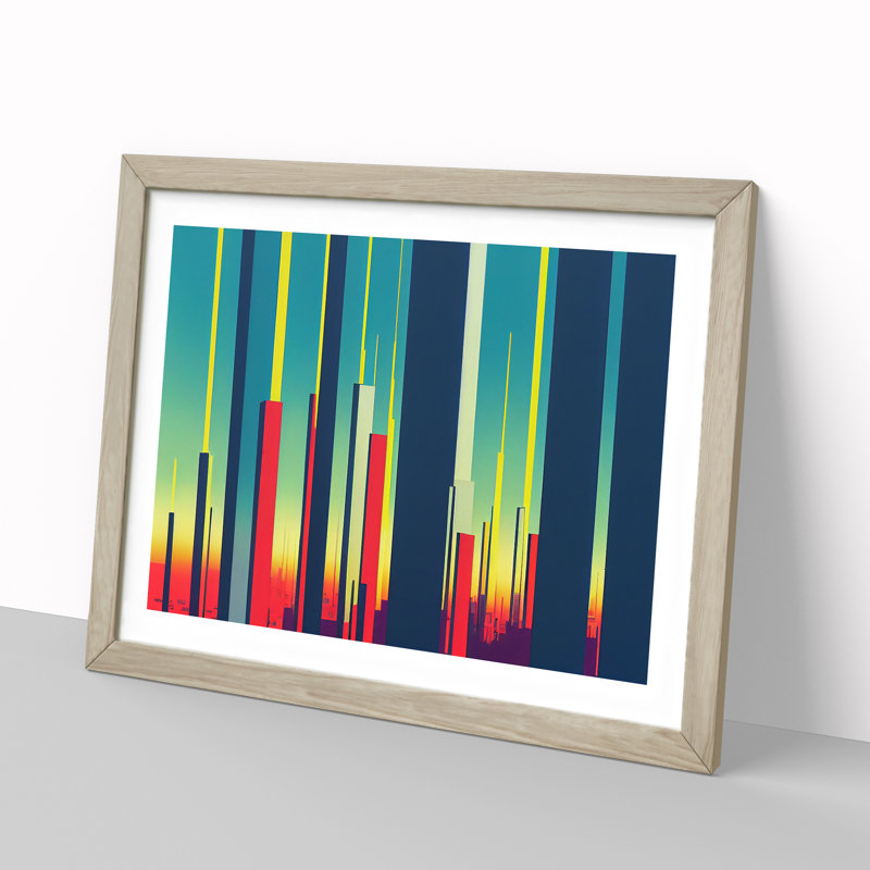 Compelling Abstract Skyscrapers - Single Picture Frame Print, 34cm H x 46cm W x 2cm D, Black Framed