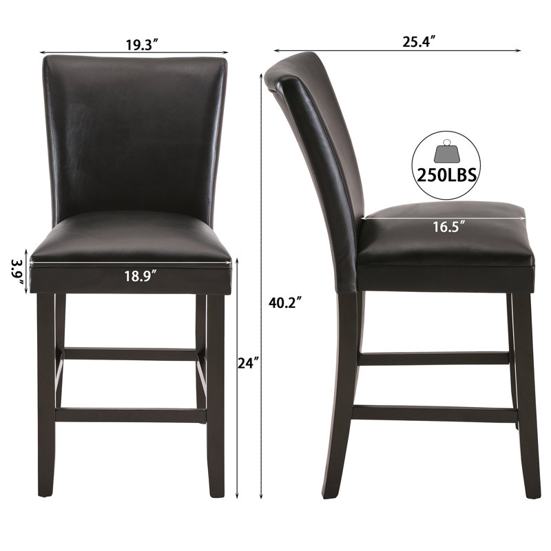 Upholstered Back Counter Height Barstool,  Black, Counter Stool (24" Seat Height)