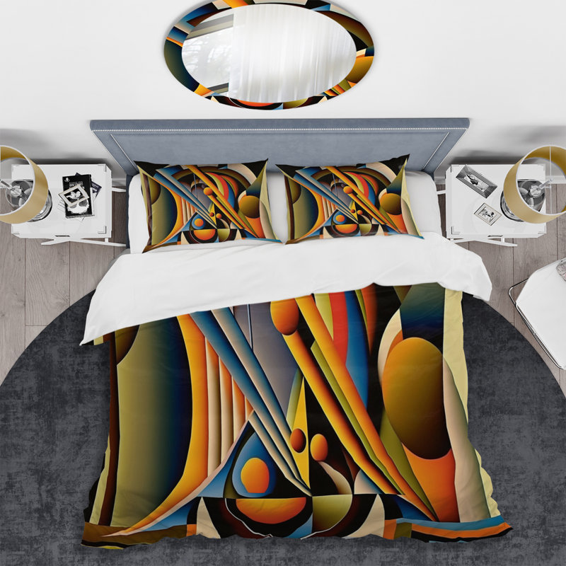 Ensemble de housse de couette circulaire en microfibre / polyester, Housse de couette pour grand lit et 2 taies décor