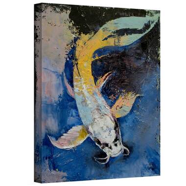 Showa Koi And Water Lily Canvas Art by Michael Creese