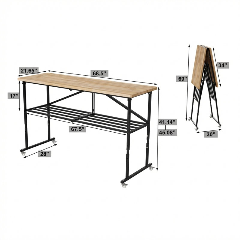 Établi pliable robuste avec bloc de boucher Smartfold