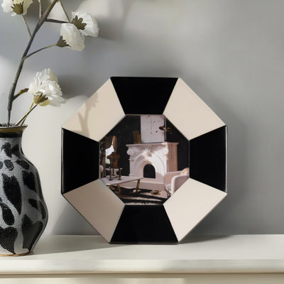 Cadre photo géométrique octogonal en résine et verre contemporain