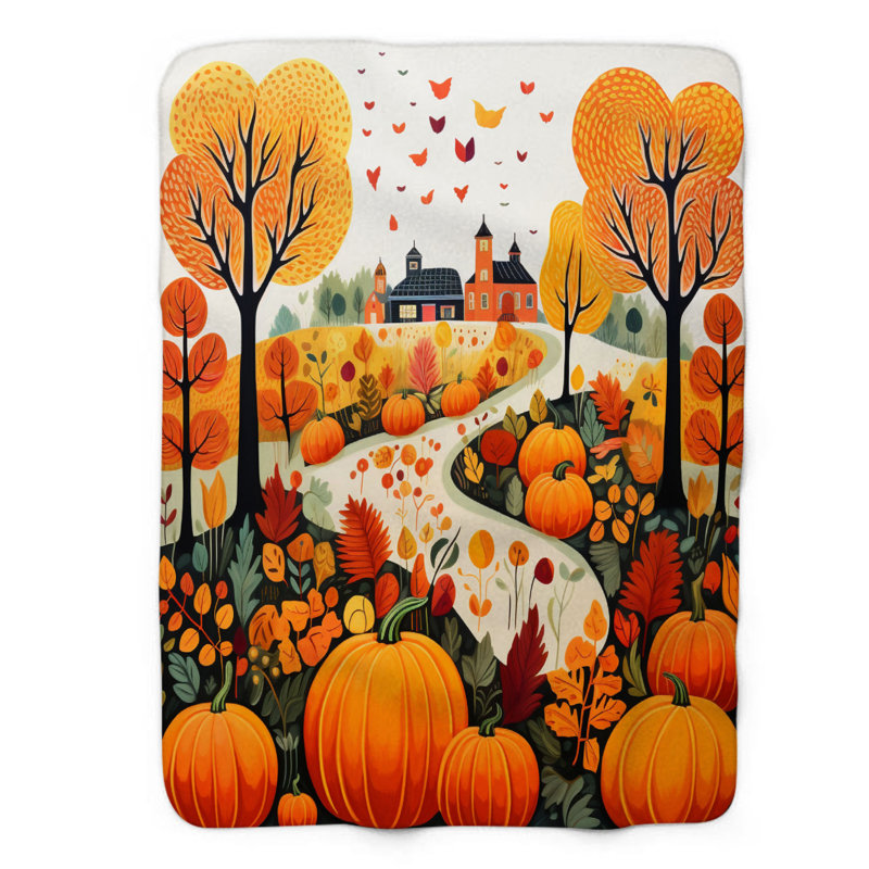 Fall Vista - couverture sherpa de qualité supérieure 1 pièce, Grand lit