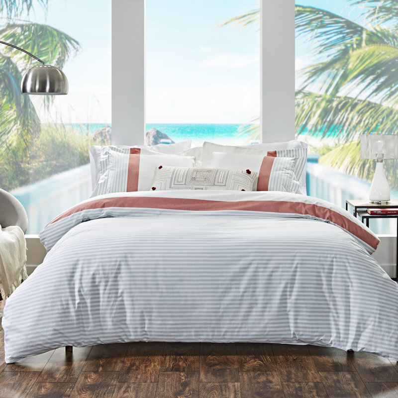Housse de couette La Jolla, Housse de couette pour grand lit, Roux / Aqua