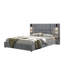 Grand cadre de lit tapissier avec applique murale et port USB, velours gris-1258338828