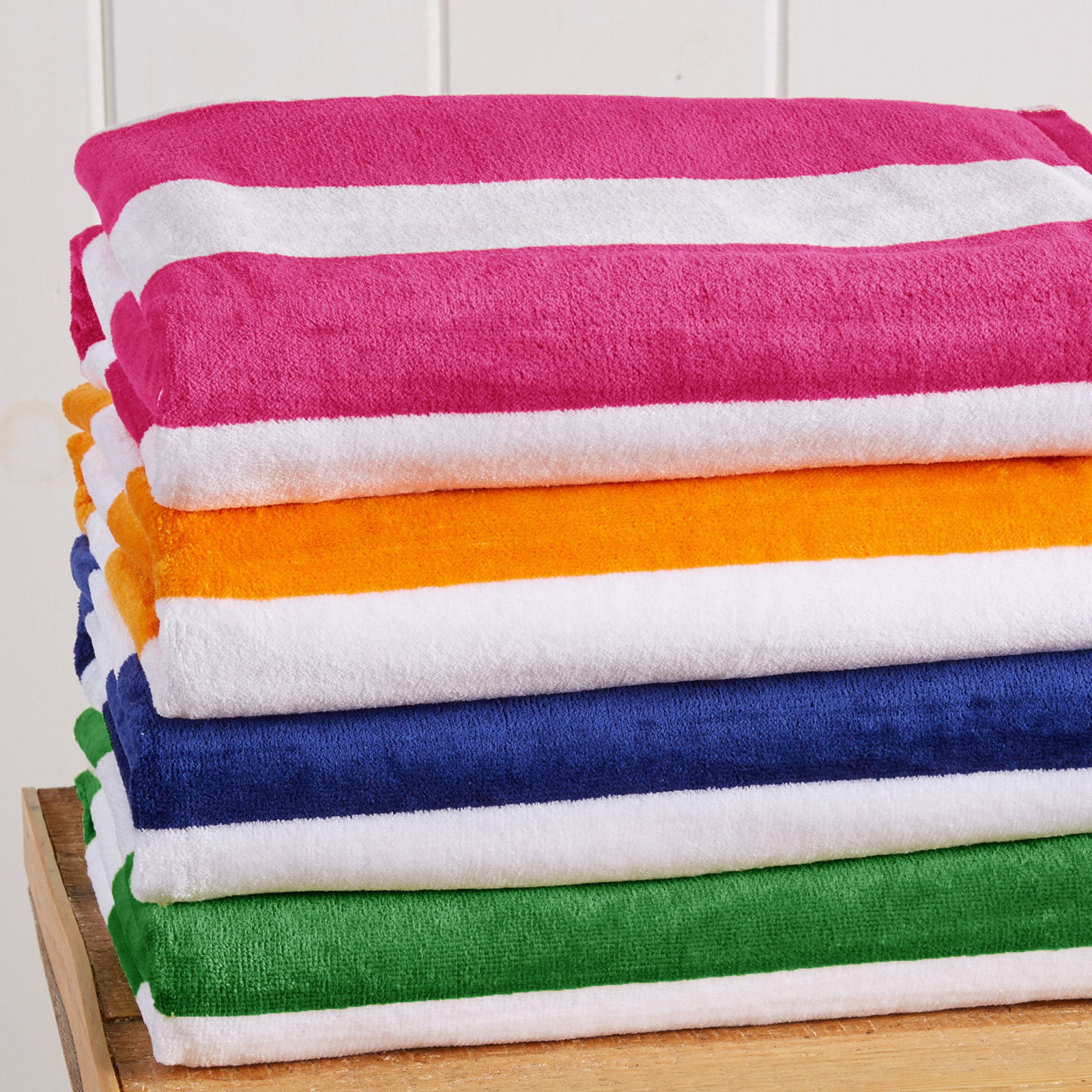 Chirino Cotton Cabana Beach Towels, Multi - Orange, Pink, Green, Navy, Beach Towel - 4 Pack