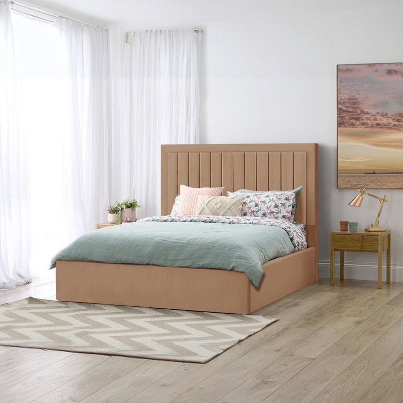 Madry Upholstered Ottoman Storage Bed, Beige, Double (4'6)