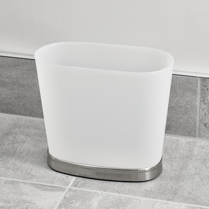 iDesign Small Oval Bathroom Trashcan - Gina Collection - Frost/Brushed Nickel